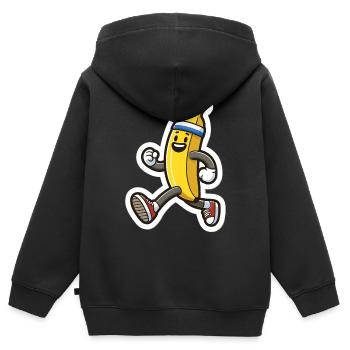 Fit with fruit : jogging banane - Sweat Premium à capuche zippé enfant bio - noir - Dos - AI Model Kid Male (0cm)