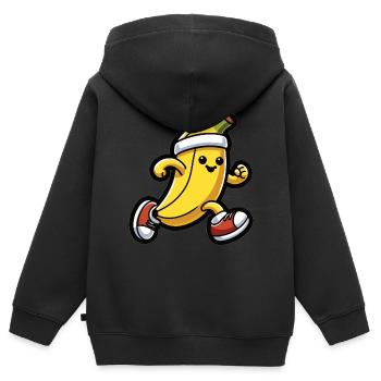 Banana at a running pace - Kids Premium Organic Zip-up Hoodie - black - Back - AI Model Kid Male (0cm)