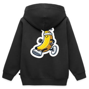 Sportliche Banane - Kinder Premium Organic Zip Hoodie - Schwarz - Hinten - AI Model Kid Male (0cm)
