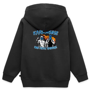 Karlsruhe und nicht anders UPDATE - Kinder Premium Organic Zip Hoodie - Schwarz - Hinten - AI Model Kid Male (0cm)