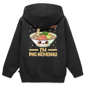 Vietnamesische Nudelsuppe Asiatisches Essen - Kinder Premium Organic Zip Hoodie - Schwarz - Hinten - AI Model Kid Male (0cm)