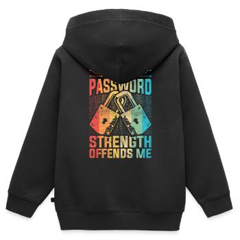 Ethical Hacker Your Password Strength Offends Me - Kinder Premium Organic Zip Hoodie - Schwarz - Hinten - AI Model Kid Male (0cm)