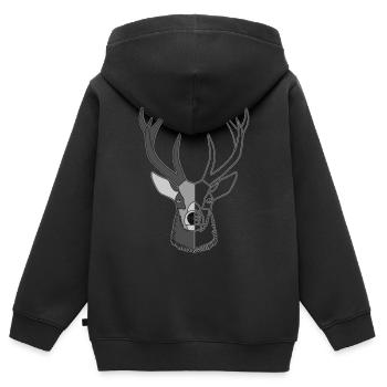 Rothirsch Geweih mit Hirschgeweih - Kinder Premium Organic Zip Hoodie - Schwarz - Hinten - AI Model Kid Male (0cm)