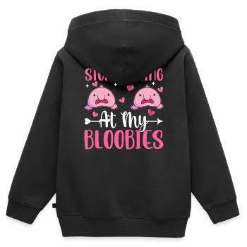 Lustiger Blobfisch Meerestier - Kinder Premium Organic Zip Hoodie - Schwarz - Hinten - AI Model Kid Male (0cm)