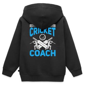 Cricket Cricket - Meilleur entraîneur de cricket - Sweat Premium à capuche zippé enfant bio - noir - Dos - AI Model Kid Male (0cm)