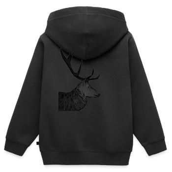 Rothirsch Geweih mit Hirschgeweih - Kinder Premium Organic Zip Hoodie - Schwarz - Hinten - AI Model Kid Male (0cm)