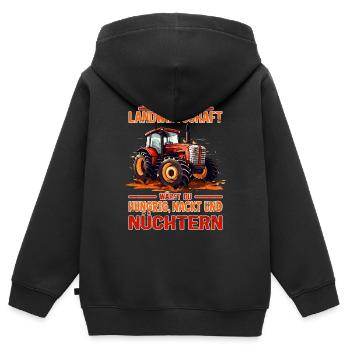 Landwirtschaft Demonstration - Traktor Bauerndemo - Kinder Premium Organic Zip Hoodie - Schwarz - Hinten - AI Model Kid Male (0cm)
