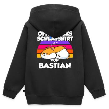 Offizielles Schlafshirt Von Bastian - Kinder Premium Organic Zip Hoodie - Schwarz - Hinten - AI Model Kid Male (0cm)