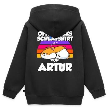 Offizielles Schlafshirt Von Artur - Kinder Premium Organic Zip Hoodie - Schwarz - Hinten - AI Model Kid Male (0cm)