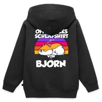 Offizielles Schlafshirt Von Björn - Kinder Premium Organic Zip Hoodie - Schwarz - Hinten - AI Model Kid Male (0cm)