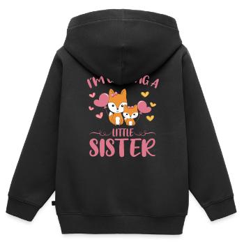 Révélation de la petite soeur en obtenant une petite sœur Fox - Sweat Premium à capuche zippé enfant bio - noir - Dos - AI Model Kid Male (0cm)