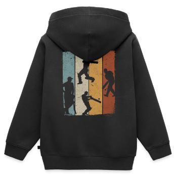 Cricket Retro Cricket Silhouettes Cricket - Sweat Premium à capuche zippé enfant bio - noir - Dos - AI Model Kid Male (0cm)