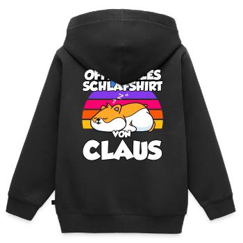 Offizielles Schlafshirt Von Claus - Kinder Premium Organic Zip Hoodie - Schwarz - Hinten - AI Model Kid Male (0cm)