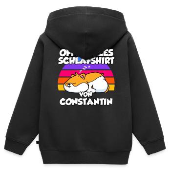 Offizielles Schlafshirt Von Constantin - Kinder Premium Organic Zip Hoodie - Schwarz - Hinten - AI Model Kid Male (0cm)