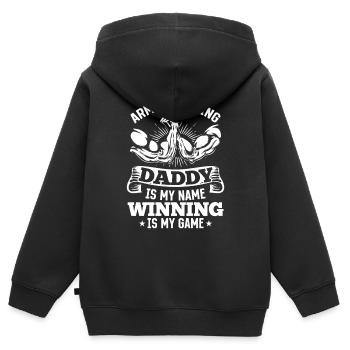 Bras de fer Papa Bras de fer Bras de fer - Sweat Premium à capuche zippé enfant bio - noir - Dos - AI Model Kid Male (0cm)