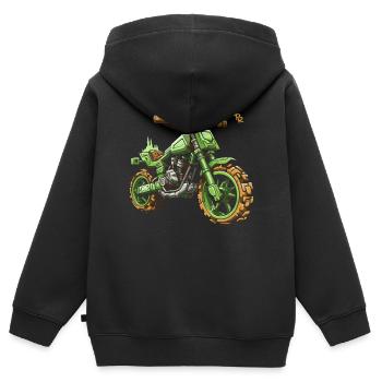 Pixel Bike : Moto Motocross - Sweat Premium à capuche zippé enfant bio - noir - Dos - AI Model Kid Male (0cm)