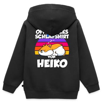 Chemise de nuit officielle par Heiko - Sweat Premium à capuche zippé enfant bio - noir - Dos - AI Model Kid Male (0cm)