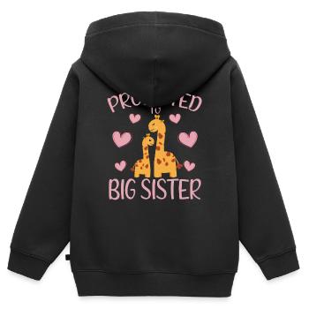 Cute Giraffe Promoted To Big Sister For Girls - Kids Premium Organic Zip-up Hoodie - black - Back - AI Model Kid Male (0cm)