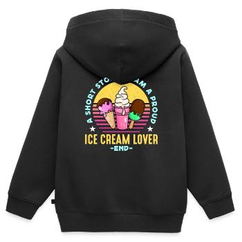 Amateur de crème glacée Une histoire courte Amateur de glace à la vanille - Sweat Premium à capuche zippé enfant bio - noir - Dos - AI Model Kid Male (0cm)