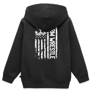 Bras de fer Bras de fer Drapeau américain Bras de fer - Sweat Premium à capuche zippé enfant bio - noir - Dos - AI Model Kid Male (0cm)
