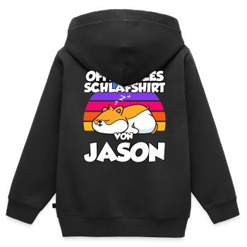 Offizielles Schlafshirt Von Jason - Kinder Premium Organic Zip Hoodie - Schwarz - Hinten - AI Model Kid Male (0cm)