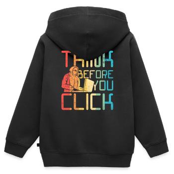 Ethischer Hacker Think Before You Click - Kinder Premium Organic Zip Hoodie - Schwarz - Hinten - AI Model Kid Male (0cm)