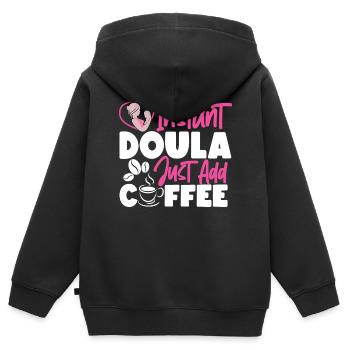 Doula Birth Worker Coffee Instant - Kids Premium Organic Zip-up Hoodie - black - Back - AI Model Kid Male (0cm)