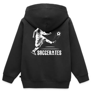 Lustige Philosophie Theorie Fußball Sokrates Griec - Kinder Premium Organic Zip Hoodie - Schwarz - Hinten - AI Model Kid Male (0cm)