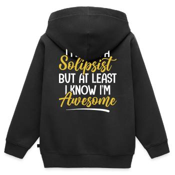 Lustige Philosophie Theorie Solipsismus - Kinder Premium Organic Zip Hoodie - Schwarz - Hinten - AI Model Kid Male (0cm)