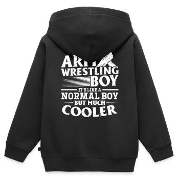 Bras de fer Bras de fer Garçon Bras de fer Garçon - Sweat Premium à capuche zippé enfant bio - noir - Dos - AI Model Kid Male (0cm)