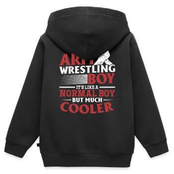 Bras de fer Garçon Bras de Fer Garçon Bras De Fer - Sweat Premium à capuche zippé enfant bio - noir - Dos - AI Model Kid Male (0cm)