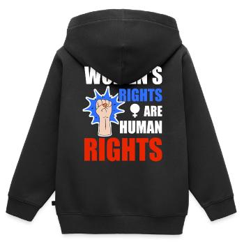 Frauenrechte sind Menschenrechte - Kinder Premium Organic Zip Hoodie - Schwarz - Hinten - AI Model Kid Male (0cm)