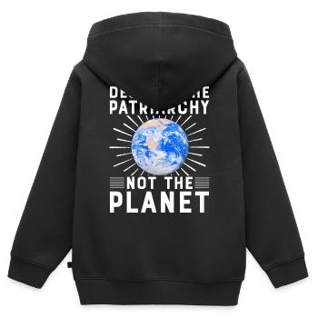Zerstöre das Patriarchat, nicht den Planeten - Kinder Premium Organic Zip Hoodie - Schwarz - Hinten - AI Model Kid Male (0cm)