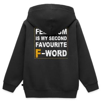 Feminismus ist mein zweitliebstes F-Wort - Kinder Premium Organic Zip Hoodie - Schwarz - Hinten - AI Model Kid Male (0cm)