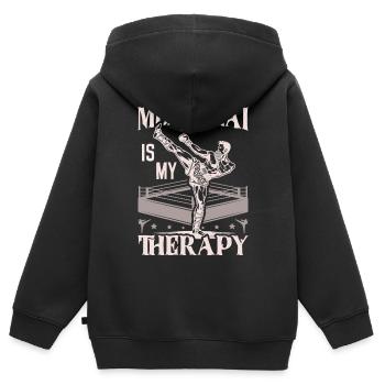 Muay Thai Boxing, Thai Boxer, Thai Boxing - Kinder Premium Organic Zip Hoodie - Schwarz - Hinten - AI Model Kid Male (0cm)