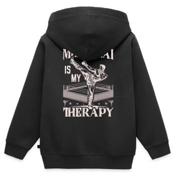 Muay Thai Boxing, Thai Boxer, Thai Boxing - Kinder Premium Organic Zip Hoodie - Schwarz - Hinten - AI Model Kid Male (0cm)
