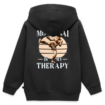 Muay Thai Boxing, Thai Boxer, Thai Boxing - Kinder Premium Organic Zip Hoodie - Schwarz - Hinten - AI Model Kid Male (0cm)