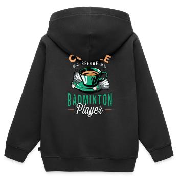 Badminton Player Coffee Racquets Coffee Lover - Kids Premium Organic Zip-up Hoodie - black - Back - AI Model Kid Male (0cm)