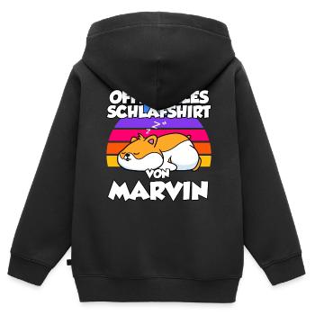 Offizielles Schlafshirt Von Marvin - Kinder Premium Organic Zip Hoodie - Schwarz - Hinten - AI Model Kid Male (0cm)