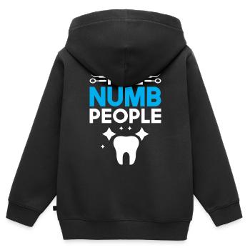 Ich Sehe Taube Menschenzähne Zahnhygieniker - Kinder Premium Organic Zip Hoodie - Schwarz - Hinten - AI Model Kid Male (0cm)