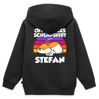 Offizielles Schlafshirt Von Stefan - Kinder Premium Organic Zip Hoodie - Schwarz - Hinten - AI Model Kid Male (0cm)