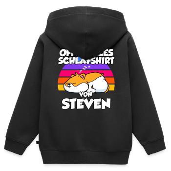 Offizielles Schlafshirt Von Steven - Kinder Premium Organic Zip Hoodie - Schwarz - Hinten - AI Model Kid Male (0cm)