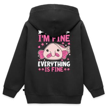 Lustiger Blobfisch Meerestier - Kinder Premium Organic Zip Hoodie - Schwarz - Hinten - AI Model Kid Male (0cm)