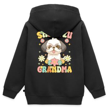 Groovy Hundeliebhaberin - Kinder Premium Organic Zip Hoodie - Schwarz - Hinten - AI Model Kid Male (0cm)