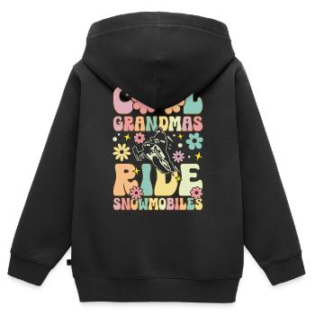Groovy Snowmobiling Oma - Kinder Premium Organic Zip Hoodie - Schwarz - Hinten - AI Model Kid Male (0cm)