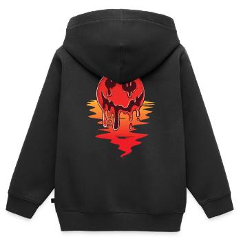 Été, Soleil, Température, Chaleur, Ensoleillement, Chaud - Sweat Premium à capuche zippé enfant bio - noir - Dos - AI Model Kid Male (0cm)