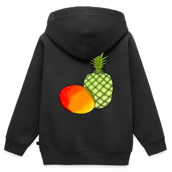 Mango Obst Früchte Ananas Vegetarisch Speise - Kinder Premium Organic Zip Hoodie - Schwarz - Hinten - AI Model Kid Male (0cm)
