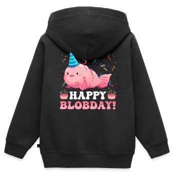 Lustiger Blobfisch Geburtstag Meerestier - Kinder Premium Organic Zip Hoodie - Schwarz - Hinten - AI Model Kid Male (0cm)