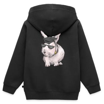 Gelehrter Hase Lehrer Berufe Studium Abi Abschluss - Kinder Premium Organic Zip Hoodie - Schwarz - Hinten - AI Model Kid Male (0cm)