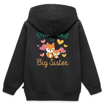 Cute Fox Promoted To Big Sister For Girls - Kids Premium Organic Zip-up Hoodie - black - Back - AI Model Kid Male (0cm)